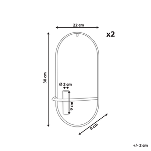 Set di 2 portacandele da parete in metallo nero, stile minimalista ideale per interni ed esterni