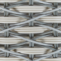 Set di 3 cesti per piante da esterno fioriere rivestite in rattan sintetico grigio e bianco