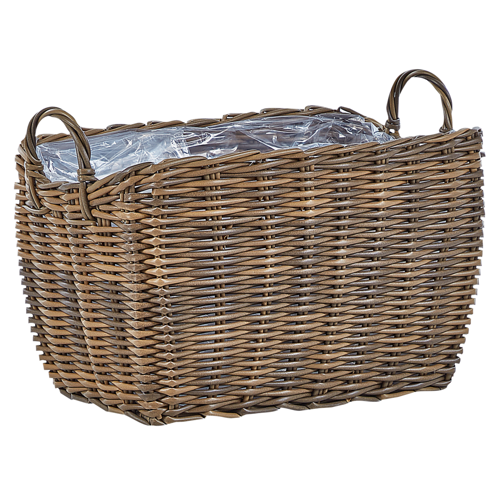 Set di 2 ceste per piante da esterno Vasi per piante rivestite in rattan sintetico marrone