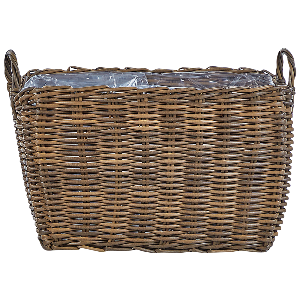 Set di 2 ceste per piante da esterno Vasi per piante rivestite in rattan sintetico marrone