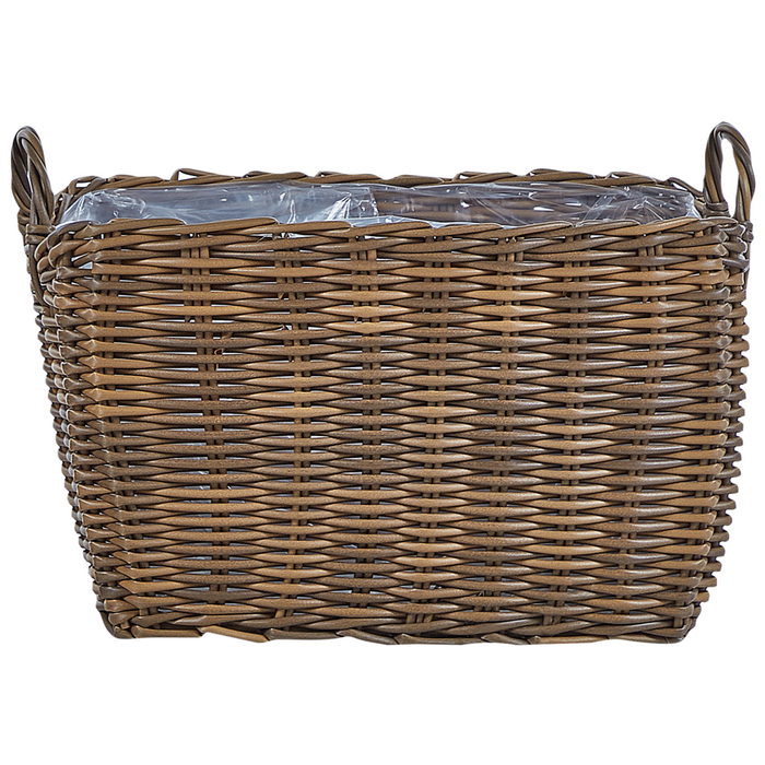 Set di 2 ceste per piante da esterno Vasi per piante rivestite in rattan sintetico marrone