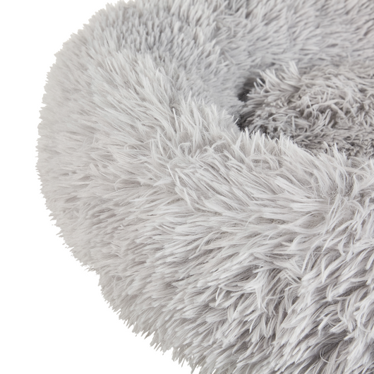Cuccia per cani pelliccia sintetica grigio chiaro 60 cm cuscino per gatto letto animali rotondo