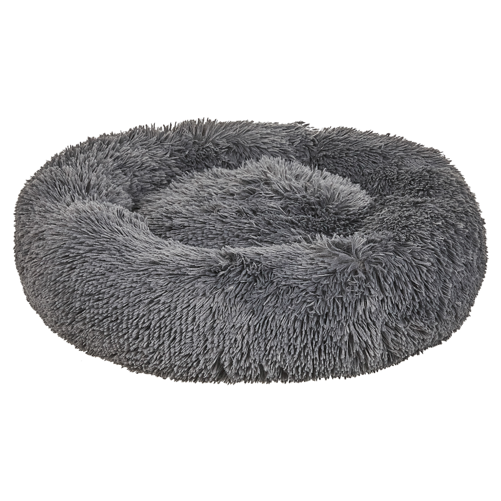 Cuccia per cani pelliccia sintetica grigio scuro 60 cm cuscino per gatto letto animali rotondo