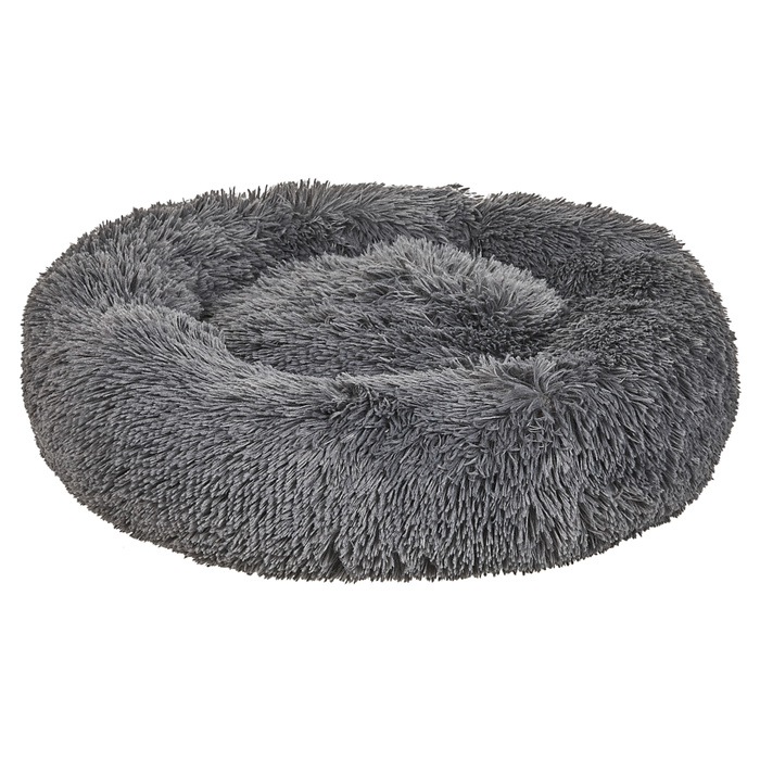 Cuccia per cani pelliccia sintetica grigio scuro 60 cm cuscino per gatto letto animali rotondo