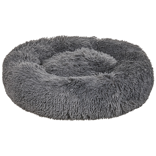 Cuccia per cani pelliccia sintetica grigio scuro 80 cm cuscino per gatto letto animali rotondo