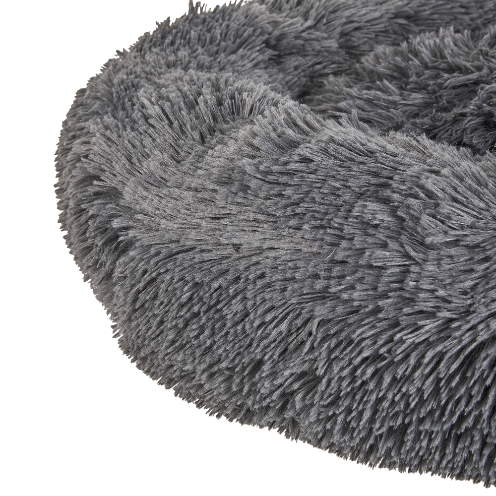 Cuccia per cani pelliccia sintetica grigio scuro 60 cm cuscino per gatto letto animali rotondo