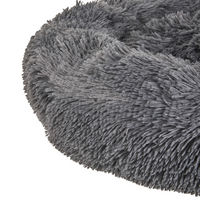 Cuccia per cani pelliccia sintetica grigio scuro 60 cm cuscino per gatto letto animali rotondo