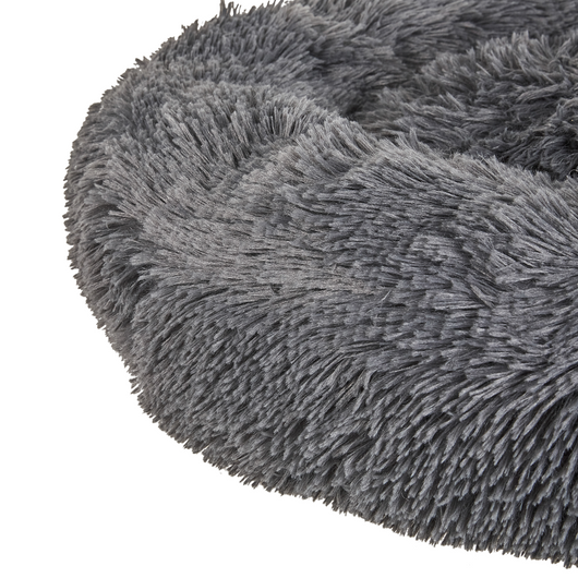 Cuccia per cani pelliccia sintetica grigio scuro 80 cm cuscino per gatto letto animali rotondo