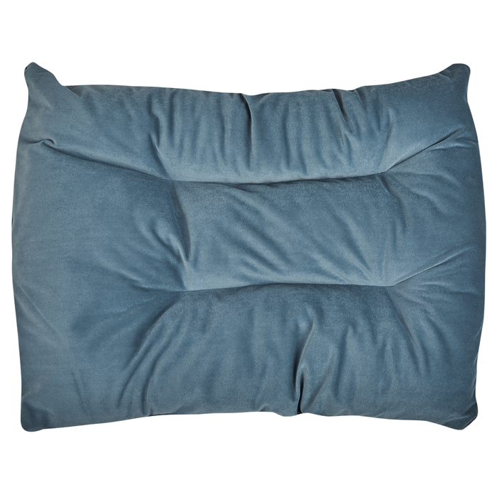 Cuccia lettino in velluto blu per animali domestici di forma rettangolare con lati rialzati per interni