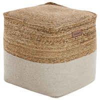 Pouf beige cotone e juta 44 x 44 cm ottomana poggiapiedi multifunzione