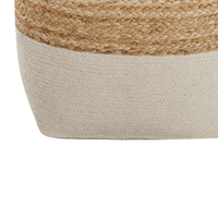 Pouf beige cotone e juta 44 x 44 cm ottomana poggiapiedi multifunzione