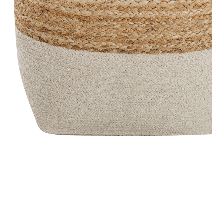 Pouf beige cotone e juta 44 x 44 cm ottomana poggiapiedi multifunzione