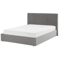 Letto con contenitore velluto grigio 160 x 200 cm Testata imbottita