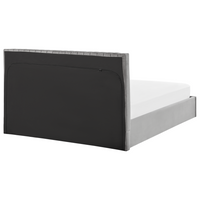 Letto con contenitore velluto grigio 160 x 200 cm Testata imbottita