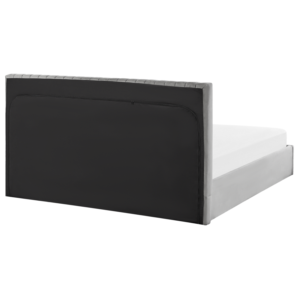 Letto con contenitore velluto grigio 180 x 200 cm Testata imbottita