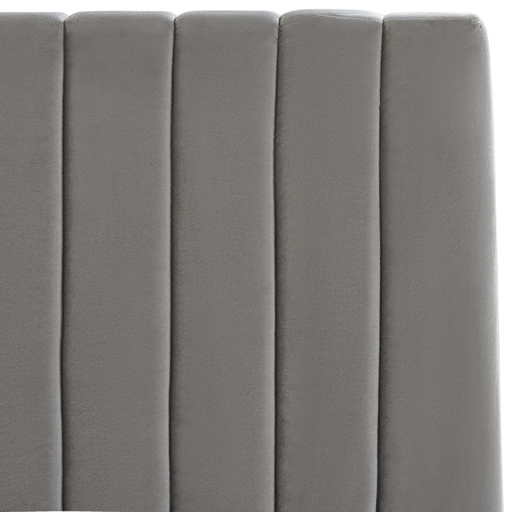 Letto con contenitore velluto grigio 180 x 200 cm Testata imbottita