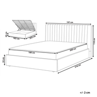 Letto con contenitore velluto grigio 180 x 200 cm Testata imbottita