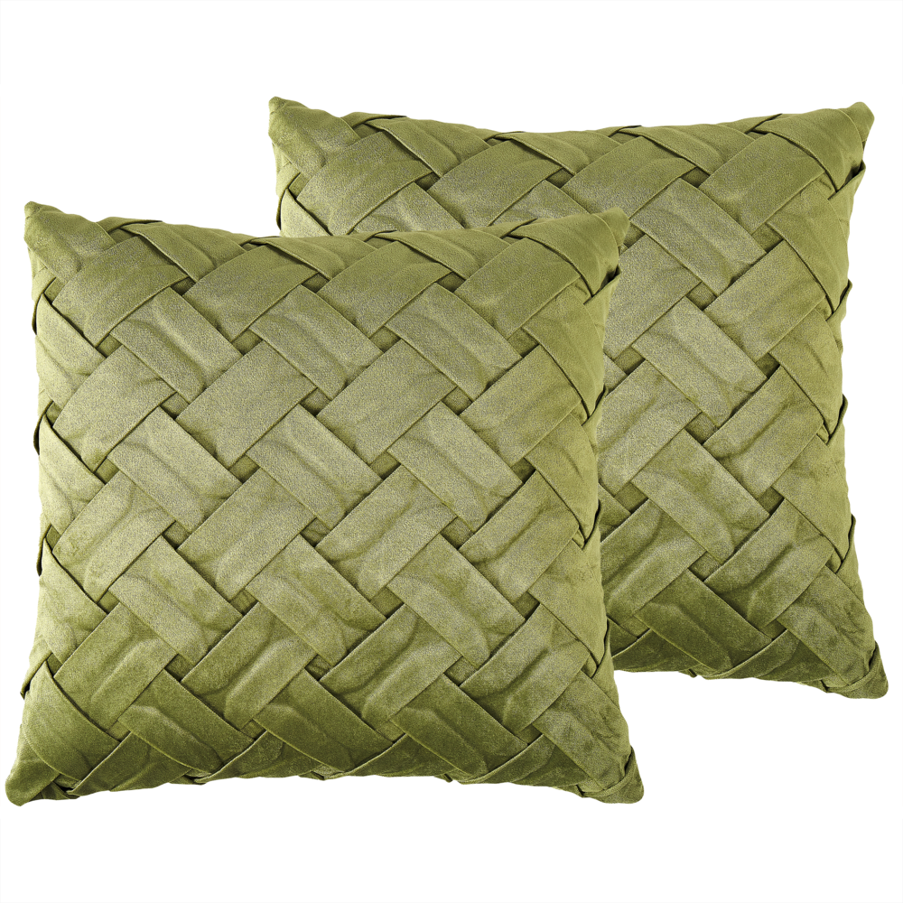 Set di 2 cuscini a fantasia velluto di colore verde oliva 43 x 43 cm soggiorno camera da letto