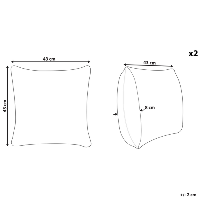 Set di 2 cuscini a fantasia velluto di colore verde oliva 43 x 43 cm soggiorno camera da letto