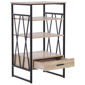 Consolle Mobile TV Legno chiaro e Metallo 3 Ripiani 1 Cassetto Home Office Mobili Stile Moderno