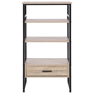 Consolle Mobile TV Legno chiaro e Metallo 3 Ripiani 1 Cassetto Home Office Mobili Stile Moderno