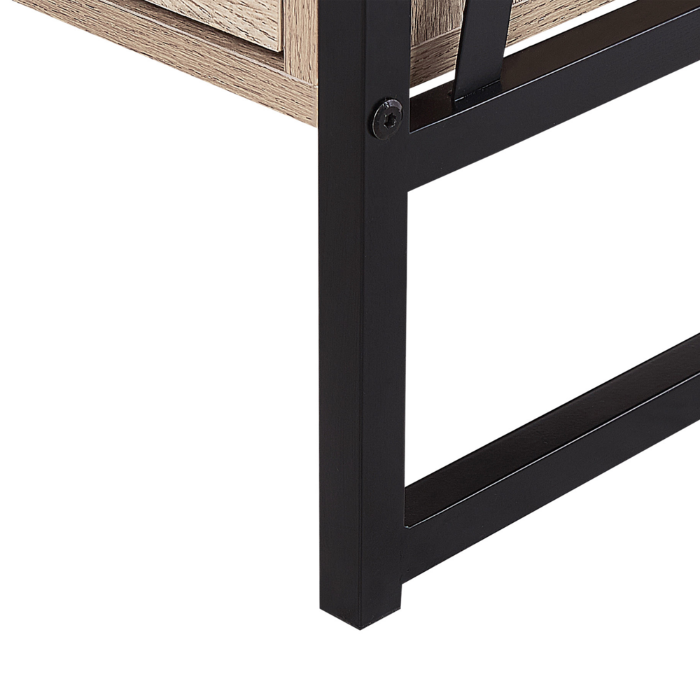 Consolle Mobile TV Legno chiaro e Metallo 3 Ripiani 1 Cassetto Home Office Mobili Stile Moderno