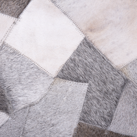 Set di 2 cuscini in vera pelle e cotone beige motivo patchwork ideale per interni