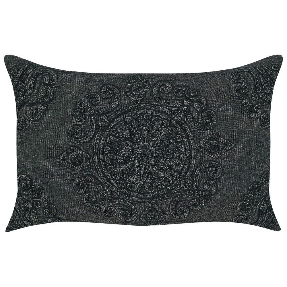 Set di 2 cuscini decorativi stile boho 30 x 50 cm in tessuto grigio scuro per interni