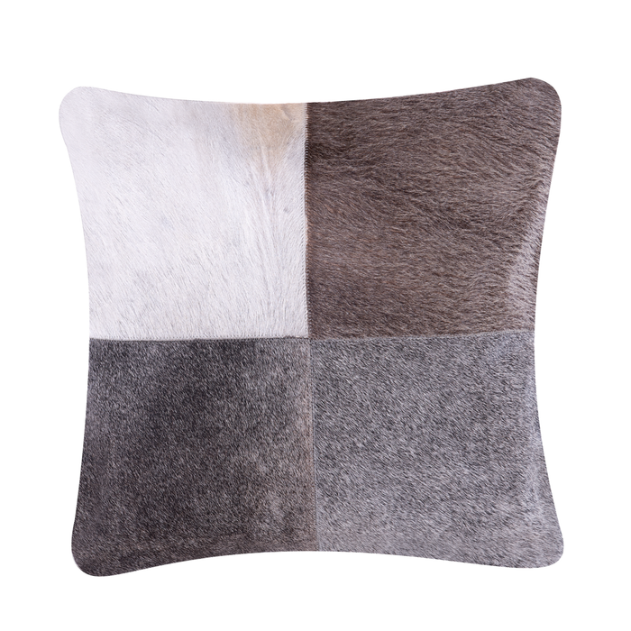 Set di cuscini patchwork in vera pelle di mucca 45 x 45 cm grigio per interni