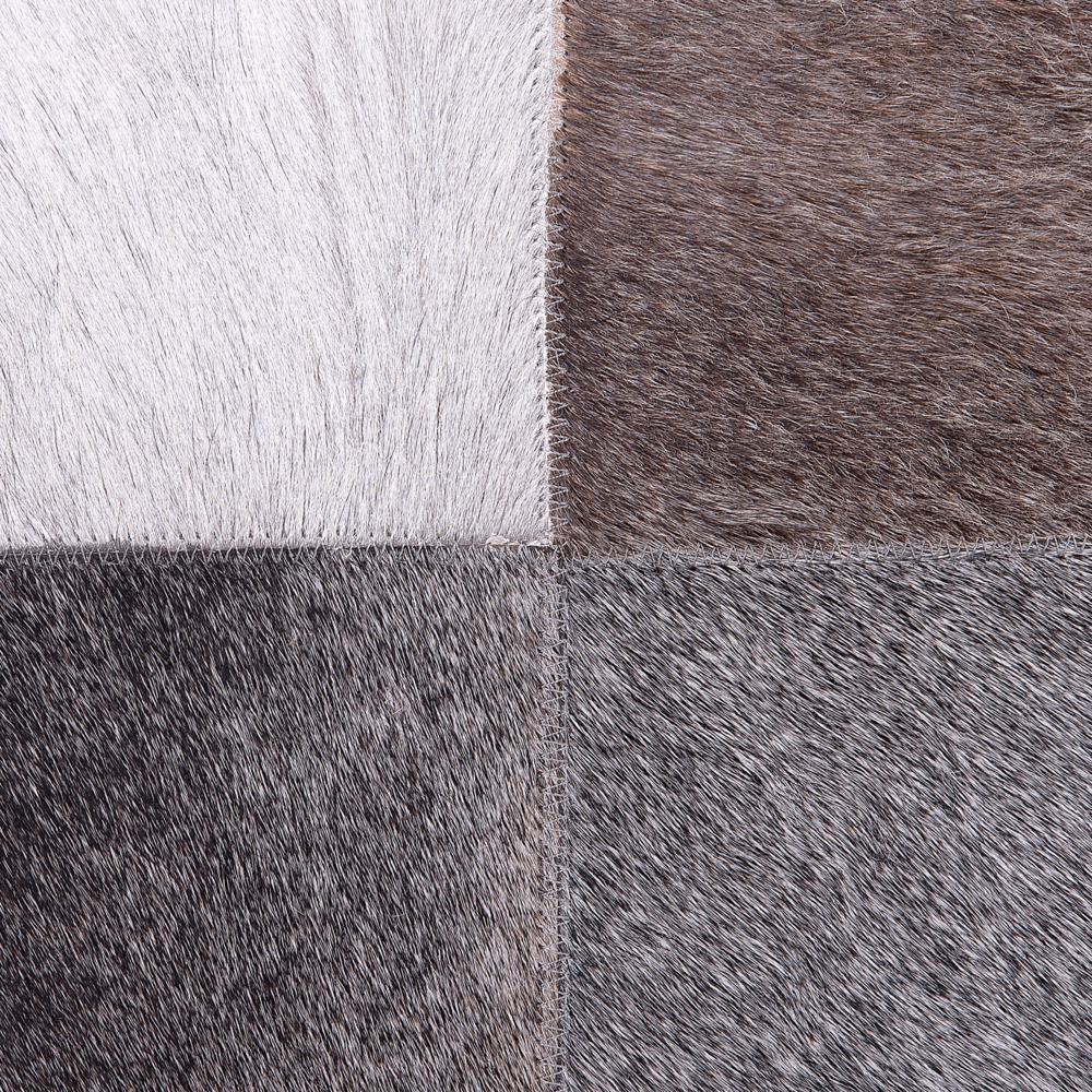 Set di cuscini patchwork in vera pelle di mucca 45 x 45 cm grigio per interni