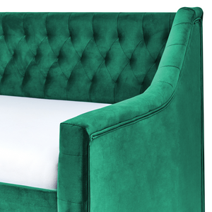 Letto da Giorno Estraibile in Velluto di colore verde con Rete a Doghe stile glamour