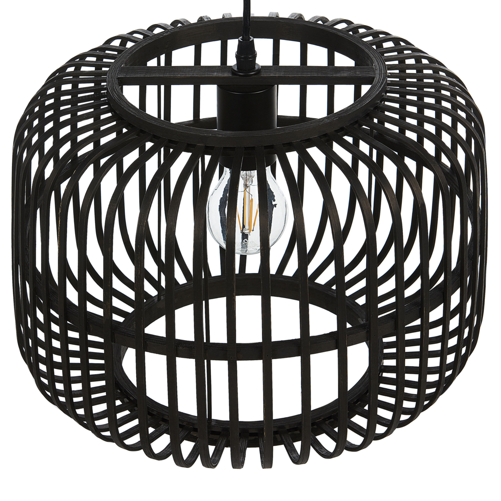 Lampadario a sospensione legno di bambù nero 128 cm lampadario a gabbia boho