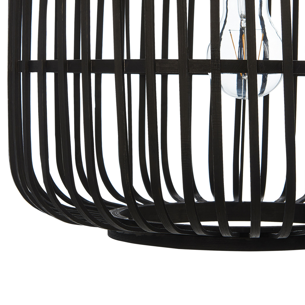 Lampadario a sospensione legno di bambù nero 128 cm lampadario a gabbia boho