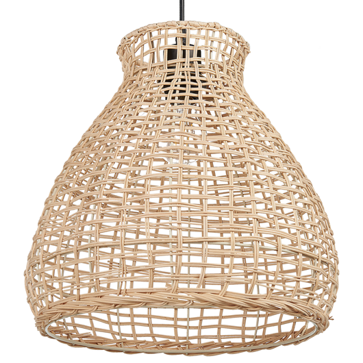 Lampadario a sospensione fatto a mano rattan beige e naturale 127 cm boho