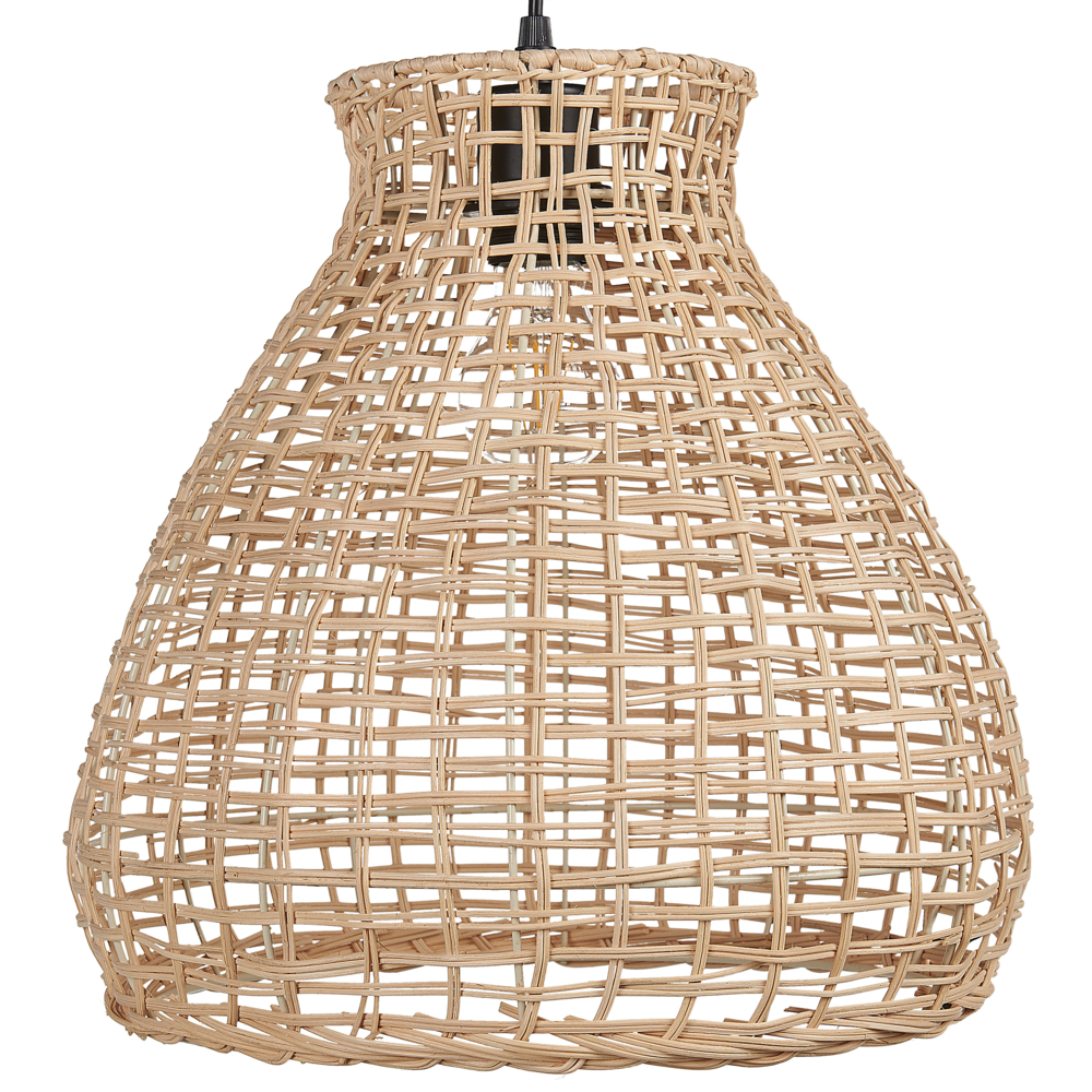 Lampadario a sospensione fatto a mano rattan beige e naturale 127 cm boho