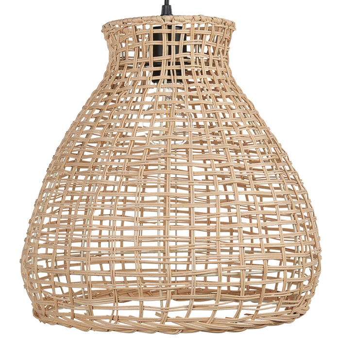 Lampadario a sospensione fatto a mano rattan beige e naturale 127 cm boho