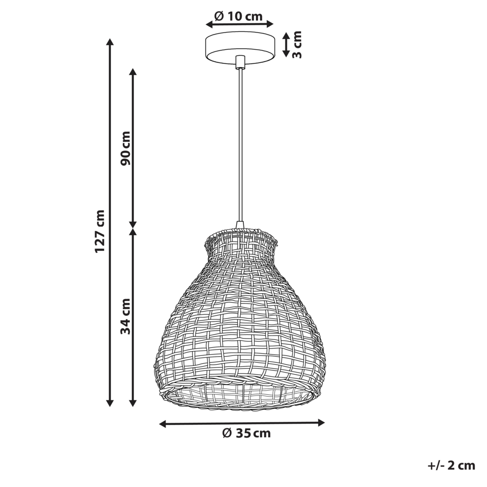 Lampadario a sospensione fatto a mano rattan beige e naturale 127 cm boho