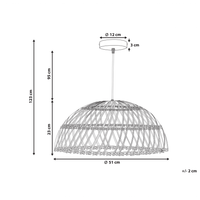 Lampadario in rattan naturale di colore beige123 cm con paralume traforato