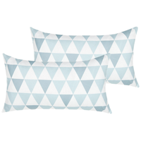 Set di 2 cuscini da esterno in poliestere bianco/azzurro 40 x 70 cm motivo a triangoli
