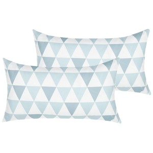Set di 2 cuscini da esterno in poliestere bianco/azzurro 40 x 70 cm motivo a triangoli