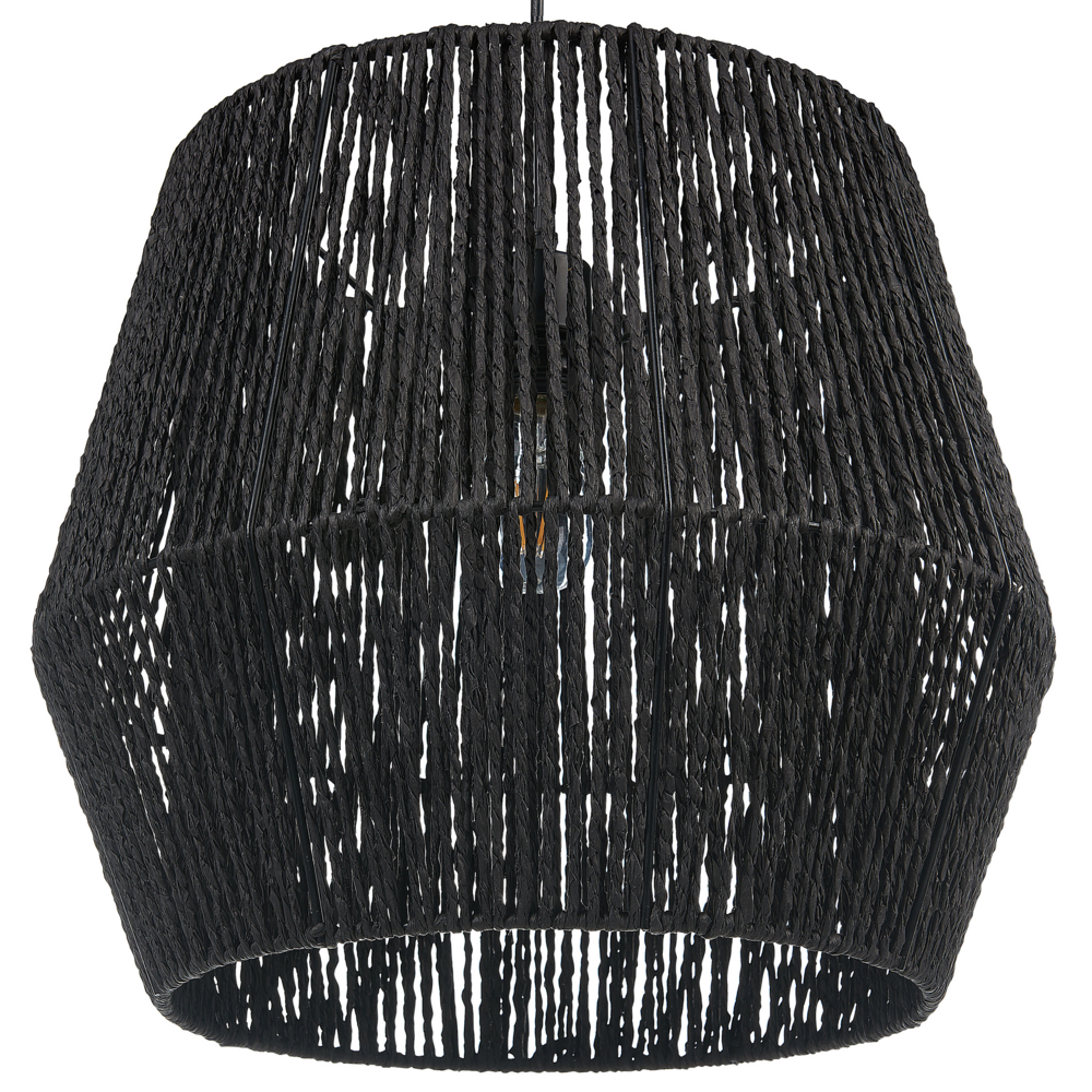 Lampada a sospensione corda carta nero 127 cm paralume materiale naturale boho