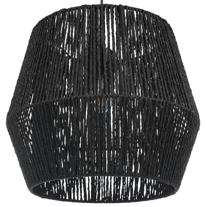 Lampada a sospensione corda carta nero 127 cm paralume materiale naturale boho