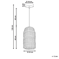 Lampada a sospensione in corda di carta marrone 126 cm boho Paralume aperto
