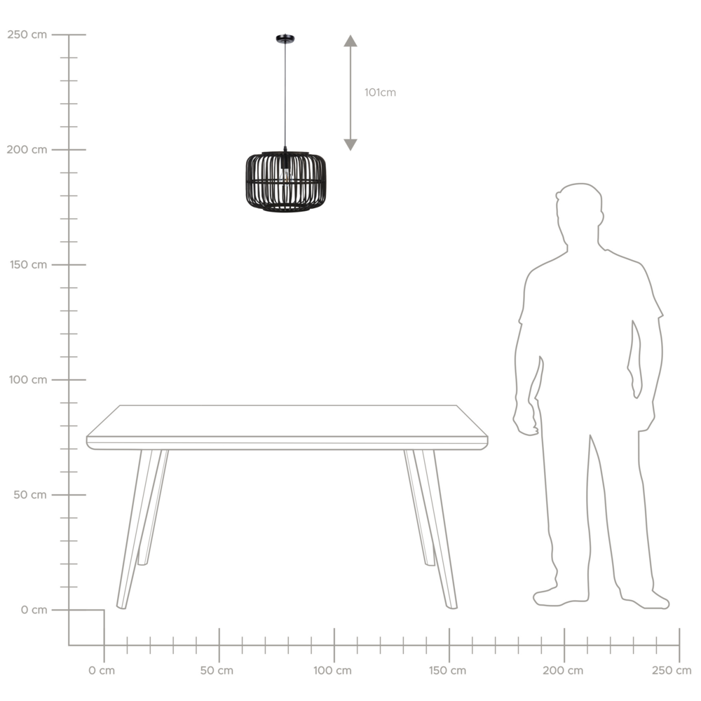 Lampadario a sospensione legno di bambù nero 128 cm lampadario a gabbia boho