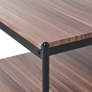 Tavolino da caffè legno scuro nero 100 x 52 cm MDF gambe in metallo 2 ripiani