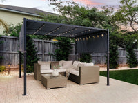Gazebo in metallo e poliestere nero e grigio scuro LED 310 cm pergola padiglione da giardino