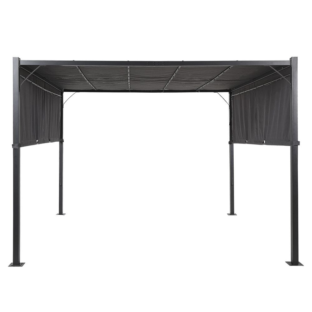 Gazebo in metallo e poliestere nero e grigio scuro LED 310 cm pergola padiglione da giardino