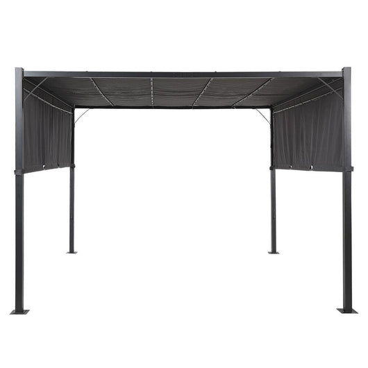 Gazebo in metallo e poliestere nero e grigio scuro LED 310 cm pergola padiglione da giardino