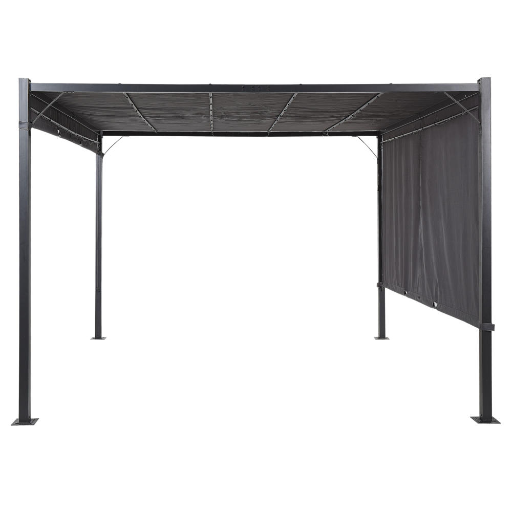 Gazebo in metallo e poliestere nero e grigio scuro LED 310 cm pergola padiglione da giardino