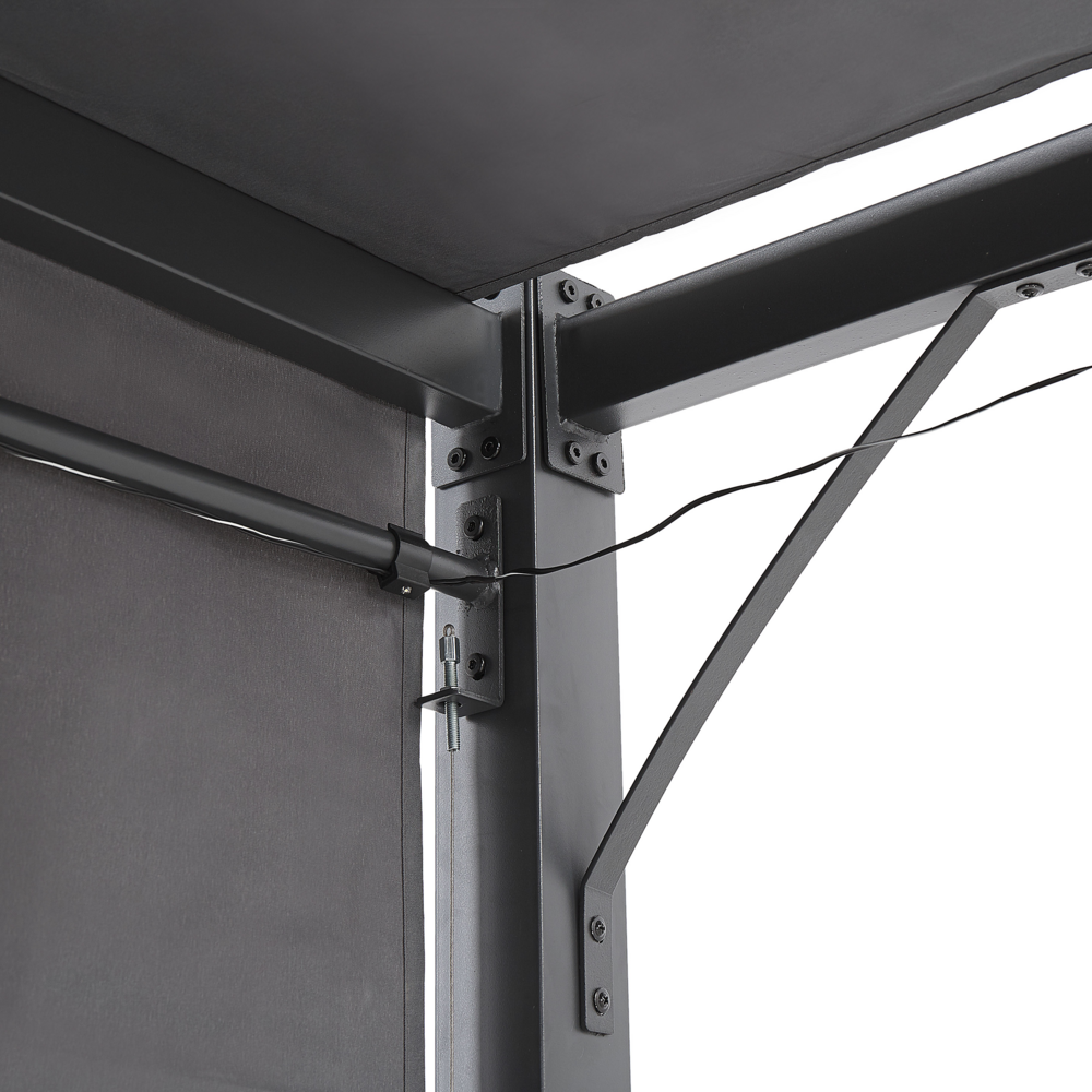 Gazebo in metallo e poliestere nero e grigio scuro LED 310 cm pergola padiglione da giardino